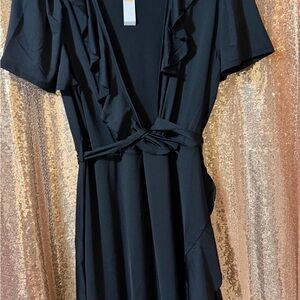 Black Wrap-Style Women’s Dress